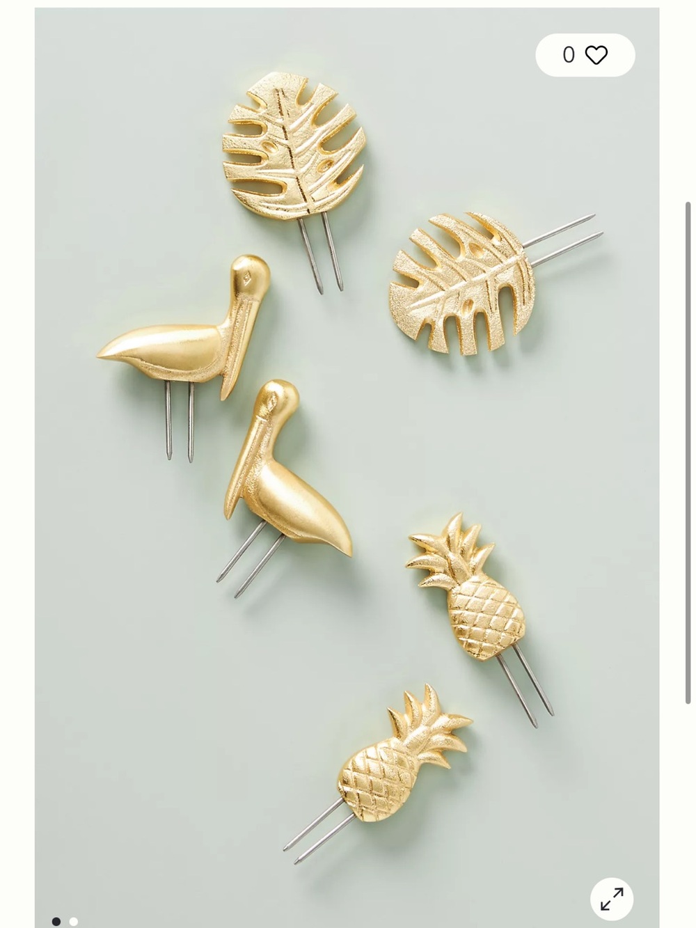 Anthropologie Gold Tropical Garden Fork Set